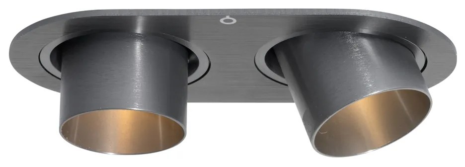 Set van 6 inbouwspots gunmetal GU10 35mm kantelbaar 2-lichts - Installa