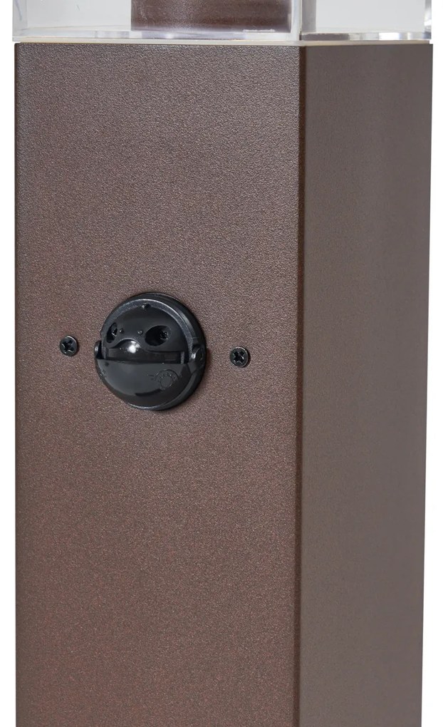 Buitenlamp roestbruin met helder glas 45cm IP44 met stopcontact en bewegingssensor - Malios Modern E27 IP44 Buitenverlichting
