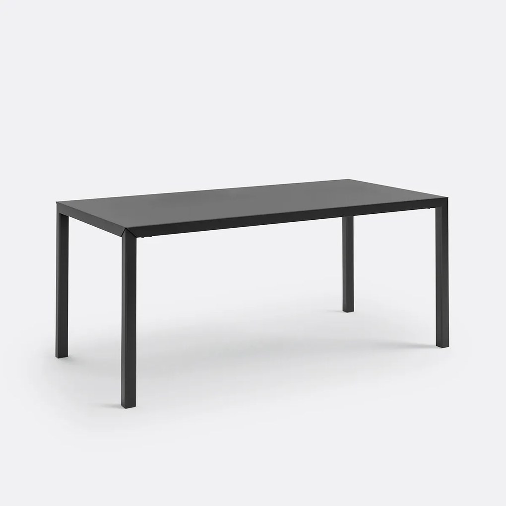 Eettafel, zwart gelakt staal, 6 personen, HIBA