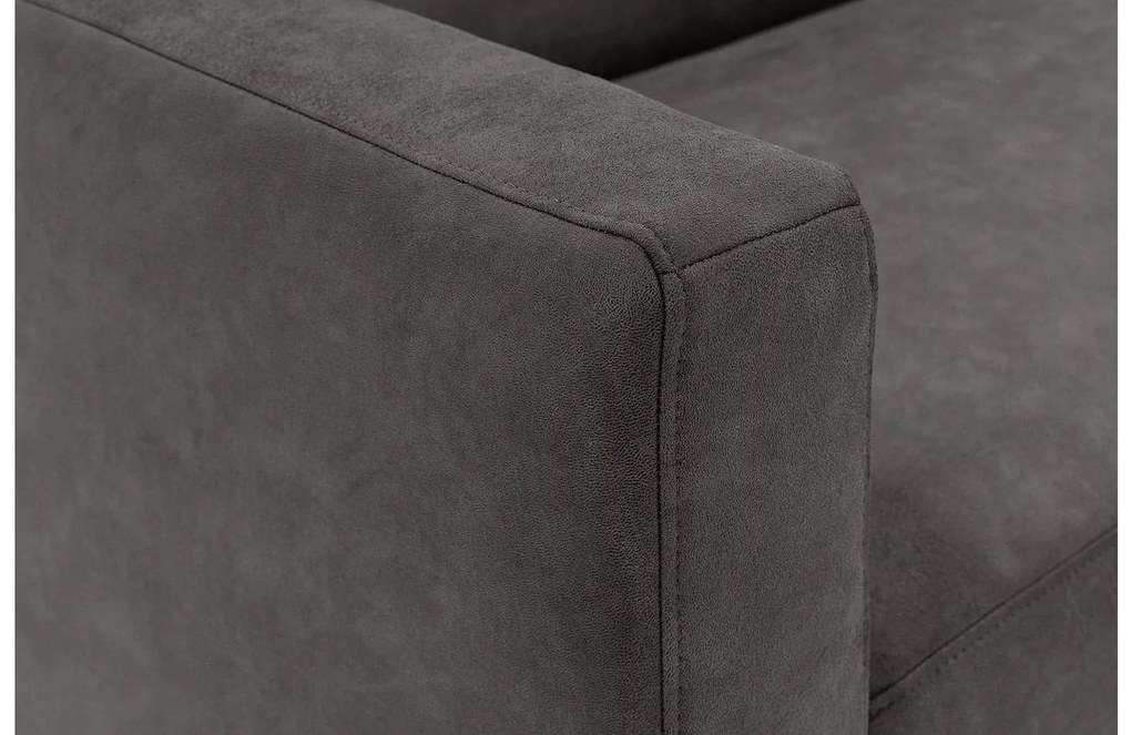 Goossens Key West antraciet, micro leer, 2,5-zits, modern design met ligelement rechts