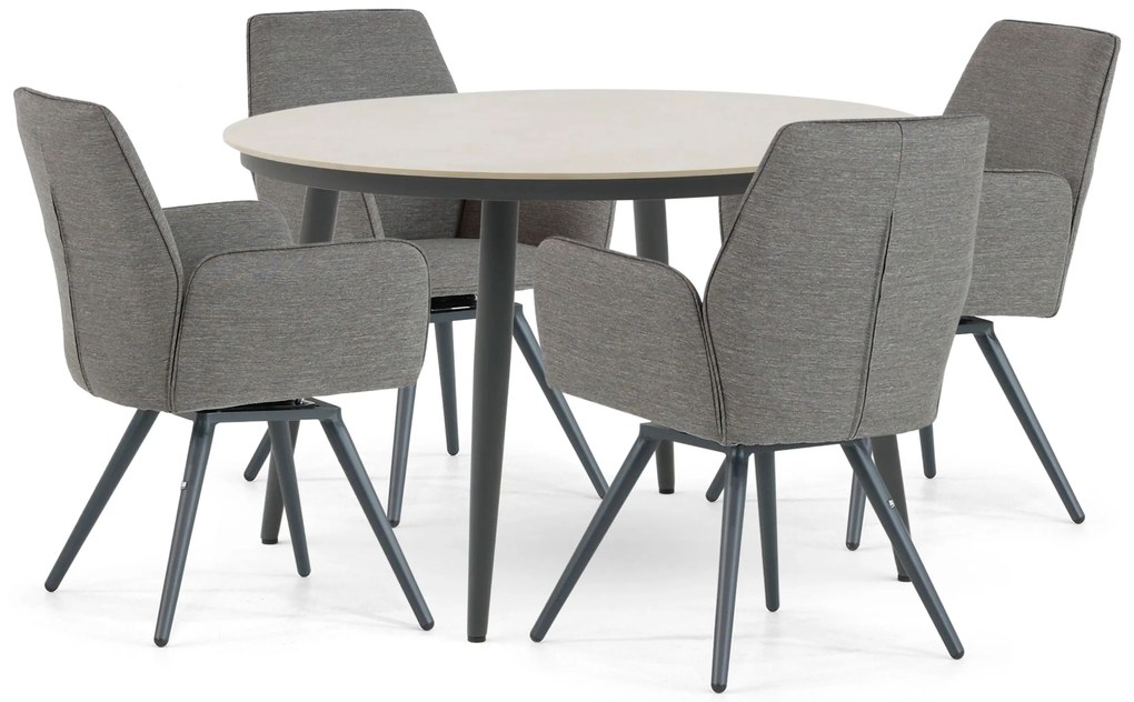 Tuinset 4 personen 120 cm Outdoor textiel Grijs Lifestyle Garden Furniture Andorra/Vienna