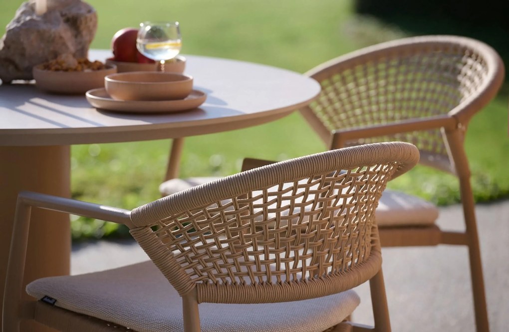 Tuinset Ronde Tuintafel 4 personen 120 cm Rope Taupe  Hartman Taragona/Girona