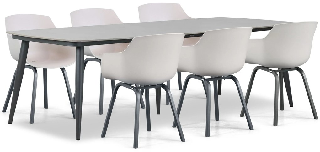 Tuinset 6 personen 240 cm Kunststof Taupe Lifestyle Garden Furniture Salina/Vienna