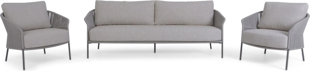 Stoel en Bank Loungeset 5 personen Rope Grijs  4 Seasons Outdoor Florence