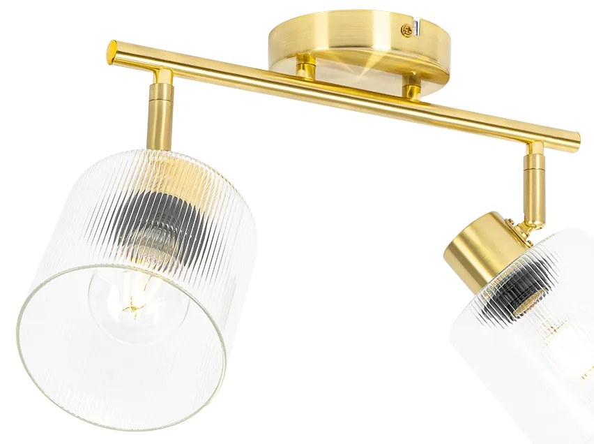 Plafondspot goud met glas 2-lichts verstelbaar - Laura