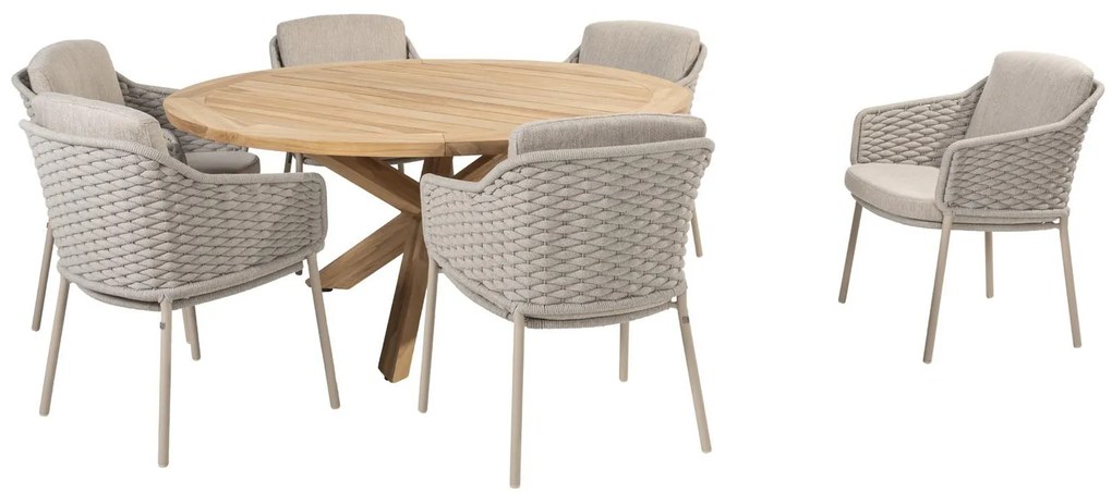 4 Seasons Outdoor Eros tuinset latte met Prado tafel Ø 160 cm  Tuinset    beige weerbestendig