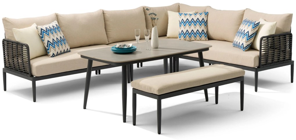 Hoek loungeset 7 personen Aluminium/wicker Grijs Coco Ibiza
