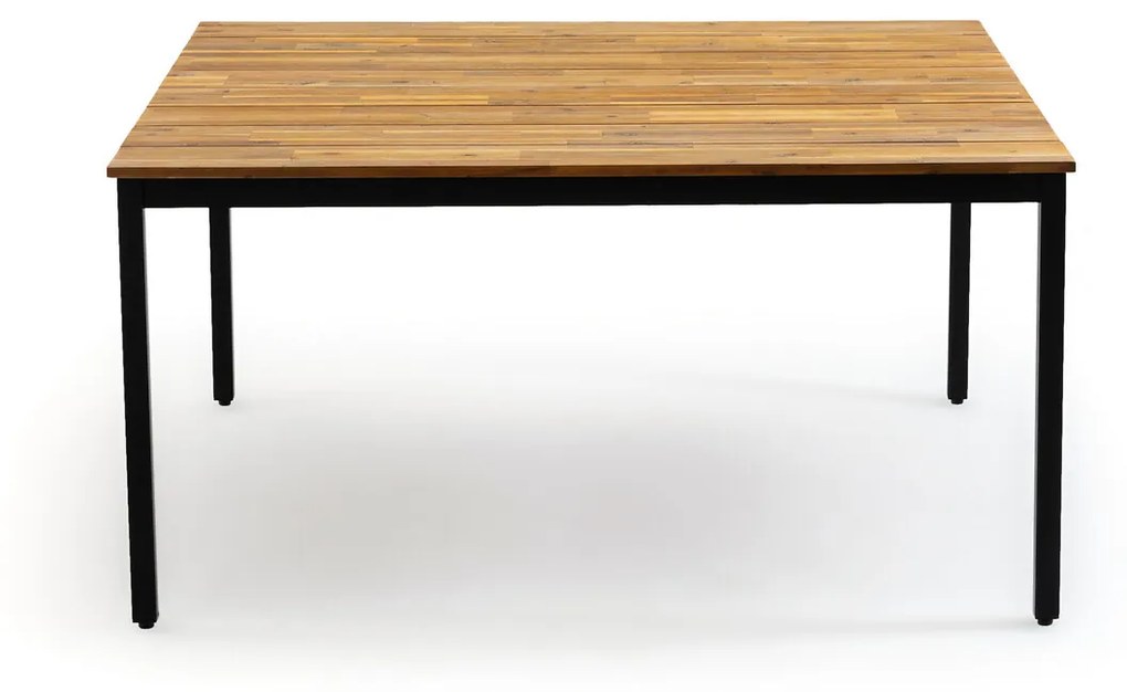 Vierkantige tuintafel in acacia en staalmetaal, Hiba