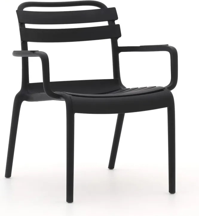 Lounge tuinstoel | Forza  Vico | Kunststof | Zwart | Stapelbaar | Kees Smit Tuinmeubelen