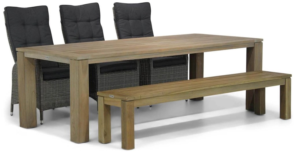 Tuinset 6 personen 240 cm Wicker Grijs Garden Collections Lincoln/Brighton