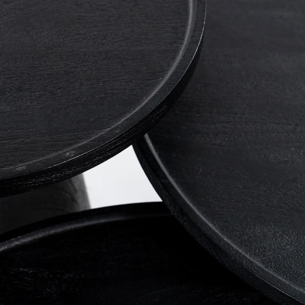 Zwarte Salontafel Mangohout Rond 65 Cm - 65 X 65cm.