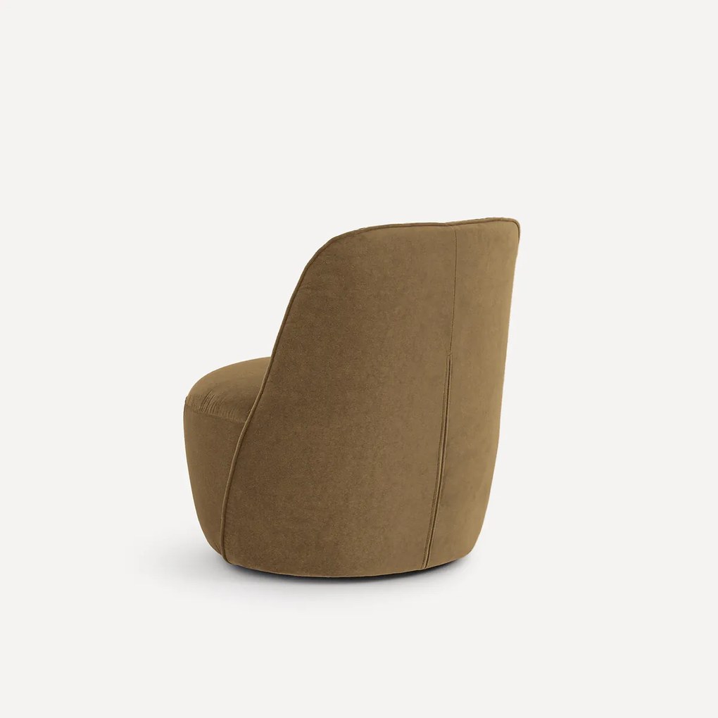 Draaifauteuil van linnenfluweel, Rosebury, ontwerp Emmanuel Gallina