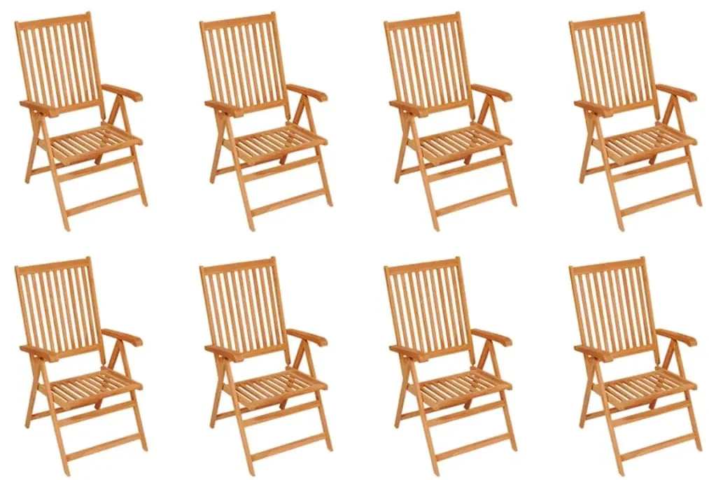 vidaXL Tuinstoelen 8 st verstelbaar met kussens massief teakhout