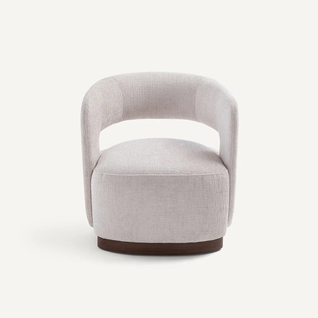 Fluwelen draaifauteuil met walnootfineer onderstel, JESPER