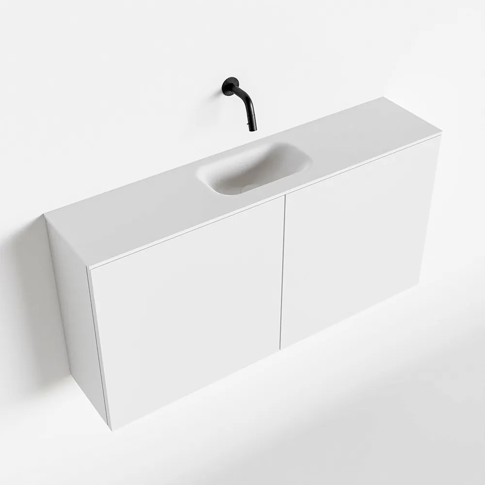 Zaro Polly toiletmeubel 100cm mat wit met witte wastafel zonder kraangat