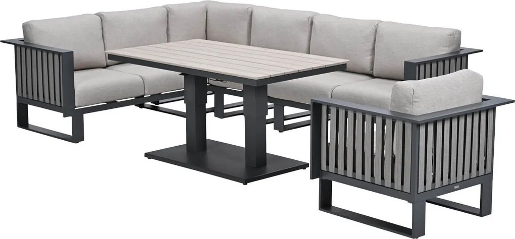Garden Impressions Gabon - Brugge lounge dining set 6-delig - donker grijs