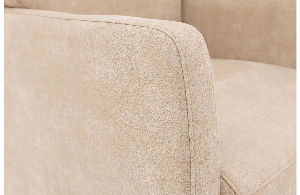 Goossens Eetkamerstoel Leen beige micro leer met armleuning en met wielen, stijlvol landelijk