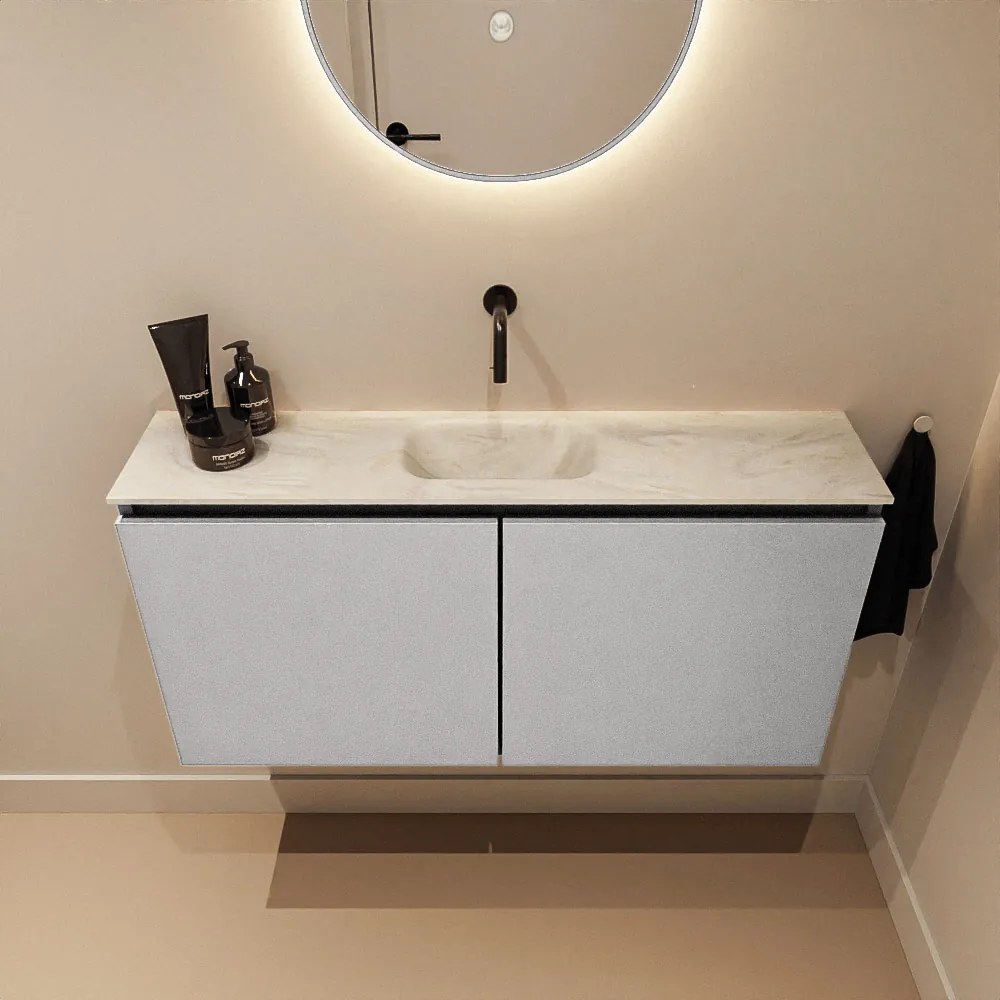 Mondiaz Ture DLux toiletmeubel 100cm plata met wastafel ostra midden zonder kraangat