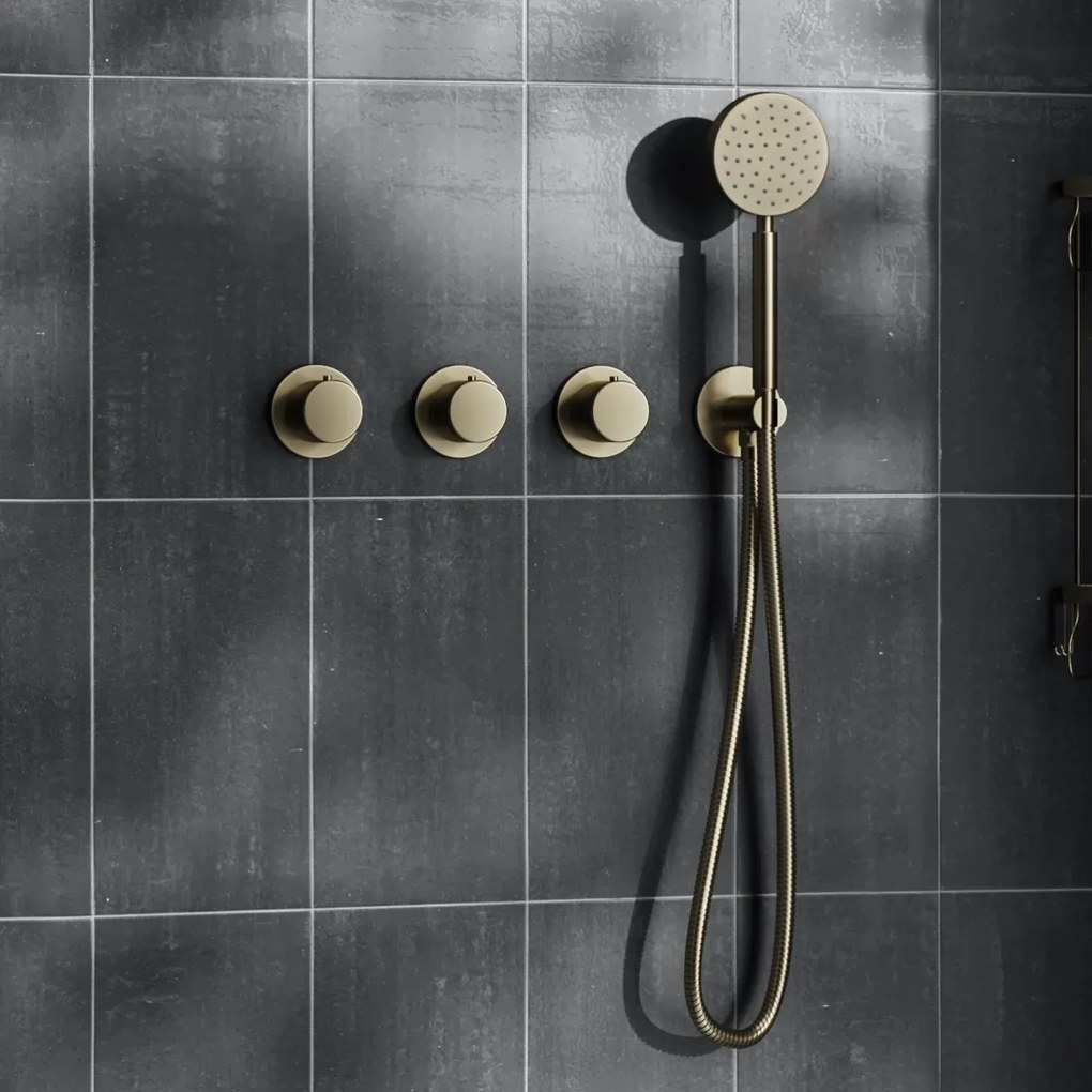 Saniclear Plus inbouw regendouche met inbouw douchekop 30x30cm geborsteld messing - mat goud