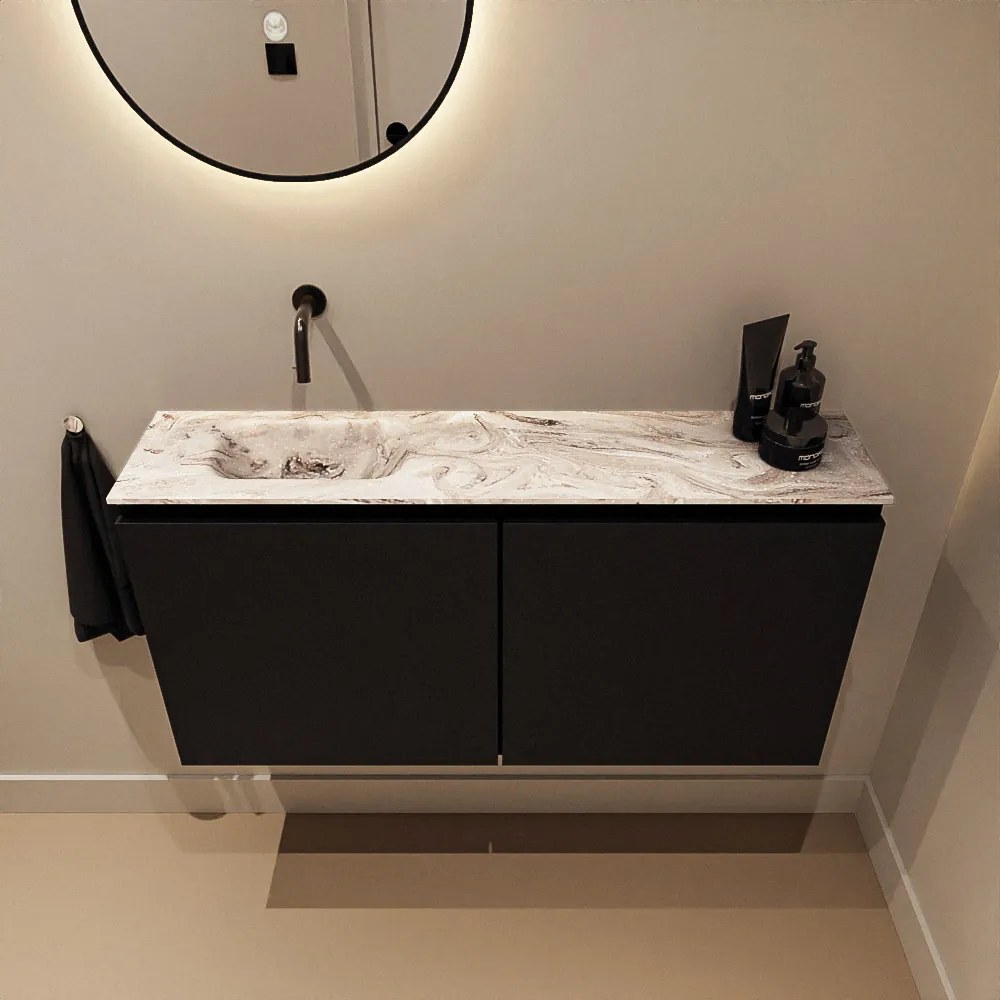 Mondiaz Ture DLux toiletmeubel 100cm urban met wastafel glace links zonder kraangat