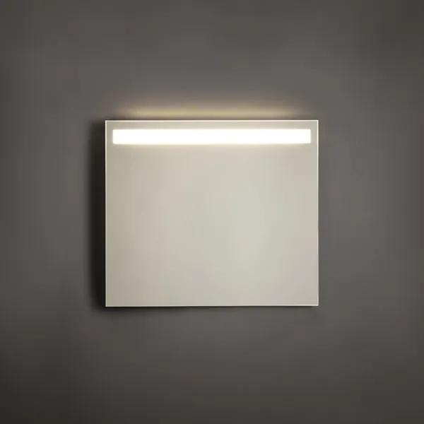 Adema Squared badkamerspiegel 80x70cm met bovenverlichting LED met spiegelverwarming en sensor schakelaar NAA002-N45B-80