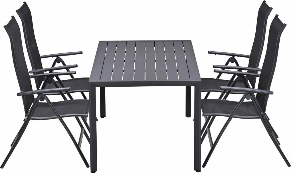 Garden Impressions Santos tuinset 5-delig - Kasper tuintafel 160x84 cm donker grijs