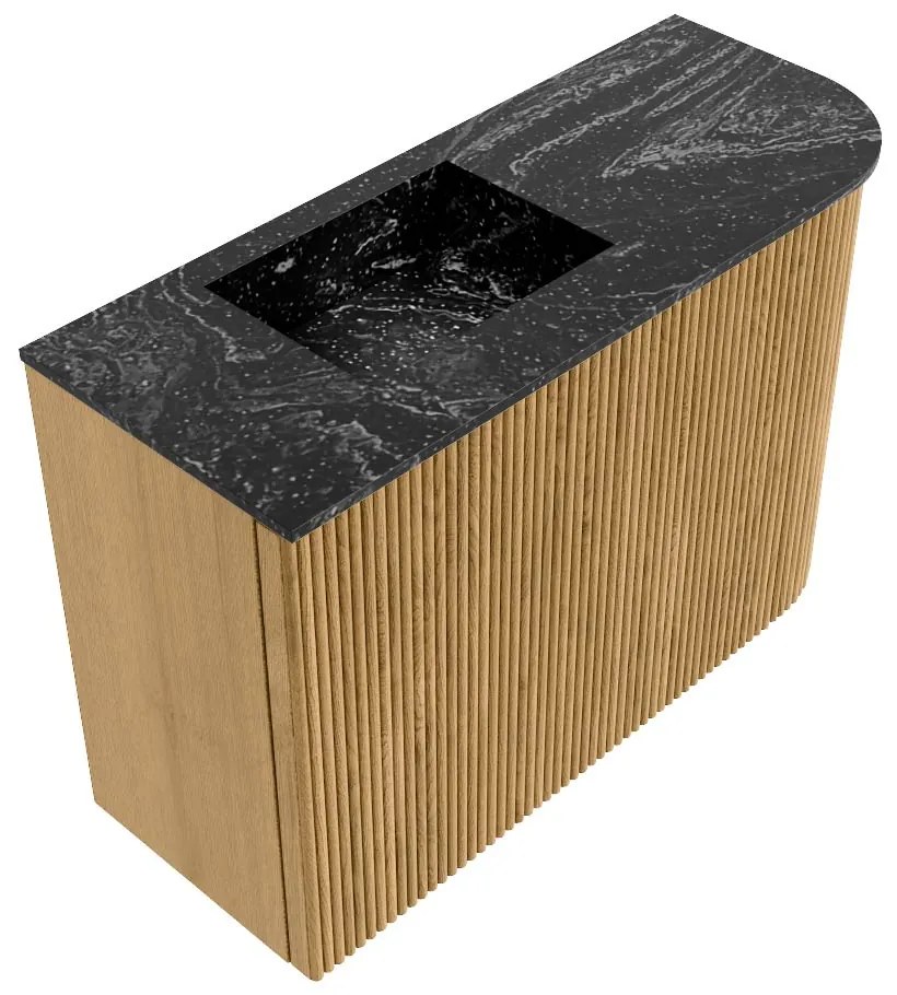 Mondiaz Joya DLux 60cm toiletmeubel ronding rechts oak met wastafel faye links 1 kraangat lava