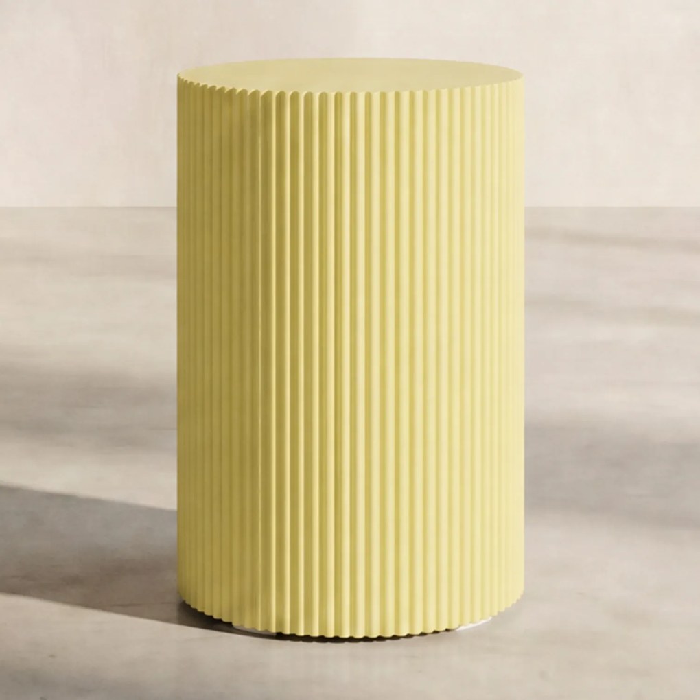 Geribbelde Bijzettafel Geel - 31 X 31cm.