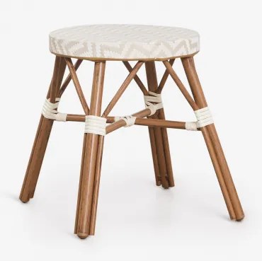Set Van 2 Lage Krukken 45 Cm Van Aluminium En Synthetisch Riet Brielle Bistro Naakt Beige - Gardenia Wit - Sklum