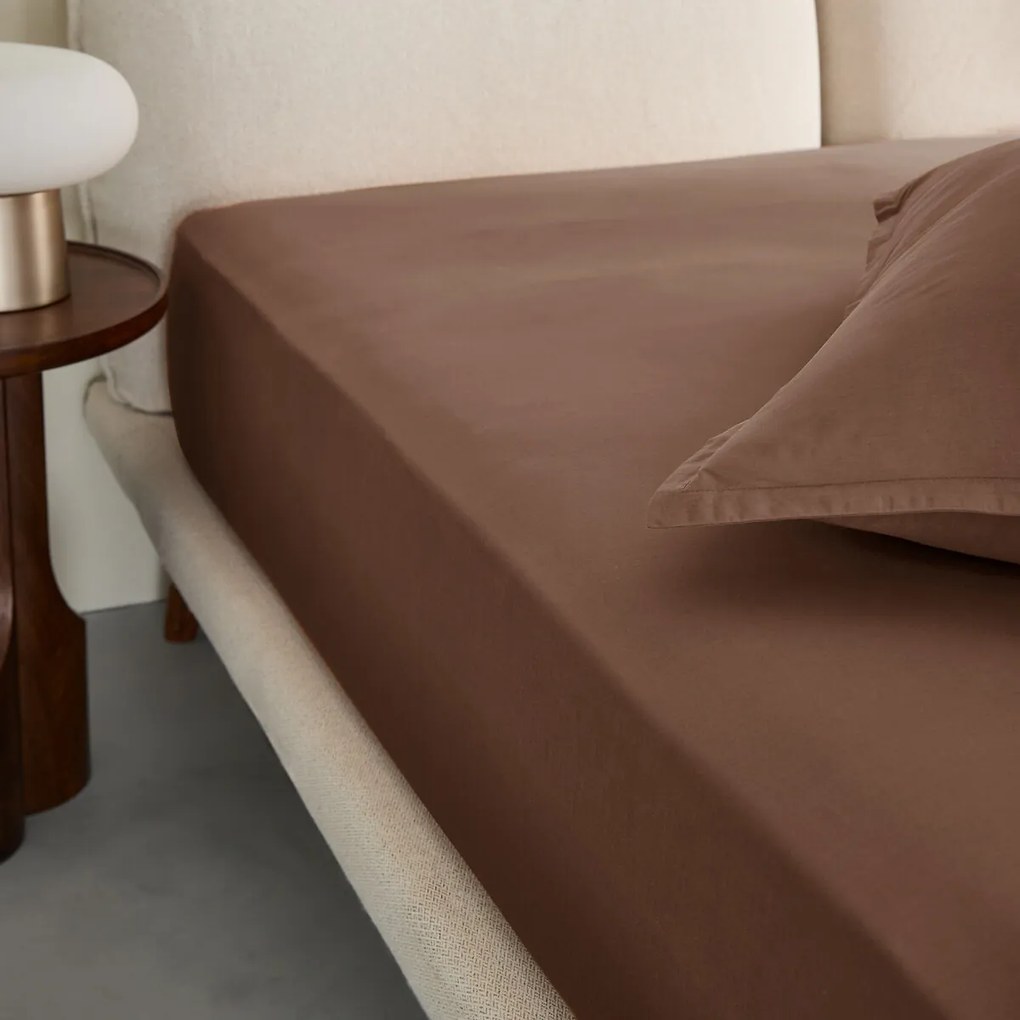 Hoeslaken in gewassen perkal, omslag 30 cm, Sabbal