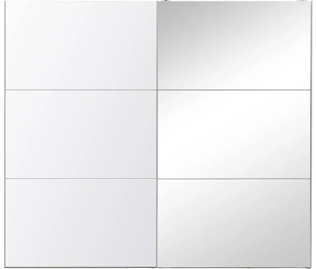 Goossens Kledingkast Easy Storage Sdk, 253 cm breed, 220 cm hoog, 1x 3 paneel glas schuifdeur li en 1x 3 paneel spiegel schuifdeur re