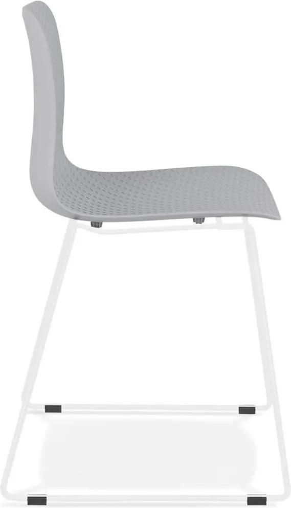 EXPO' moderne grijze stoel met witte metalen poten