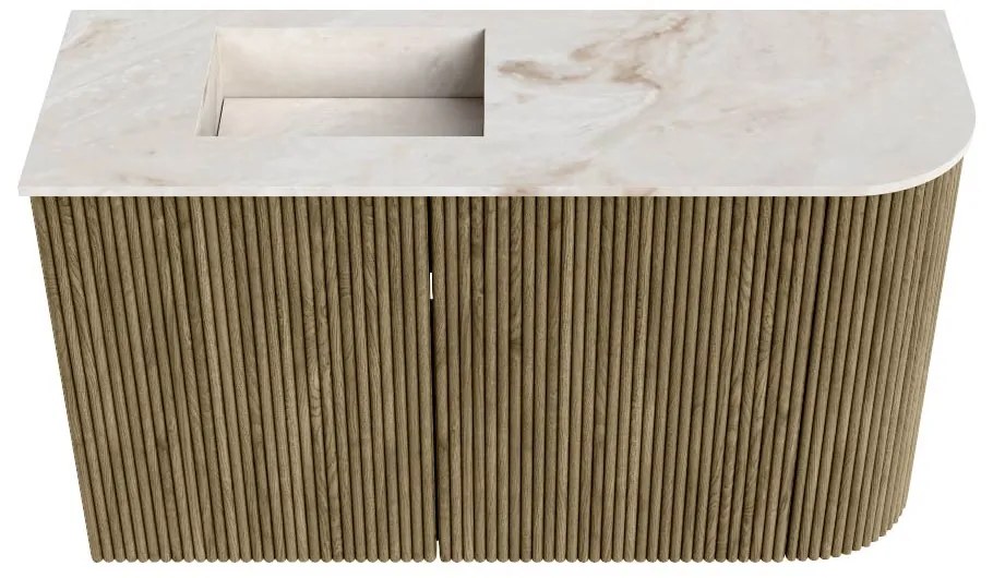 Mondiaz Joya DLux 70cm toiletmeubel ronding rechts dusk met wastafel faye links zonder kraangat frappe