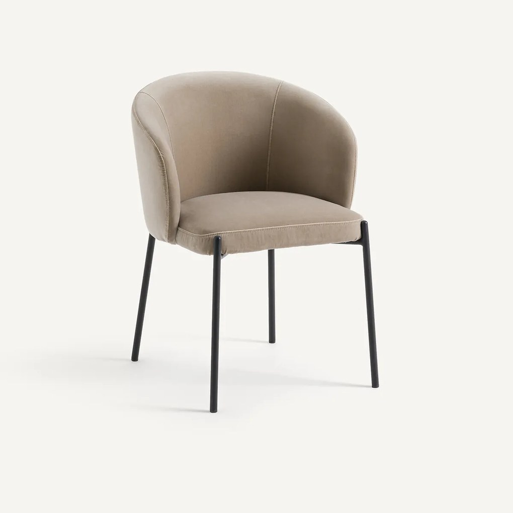 Tafelstoel van metaal en fluweel, Kinna