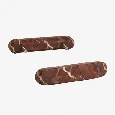 Set Van 2 Handgrepen Van Natuurlijk Steen Casbina Rood Marmer Chigan - Sklum