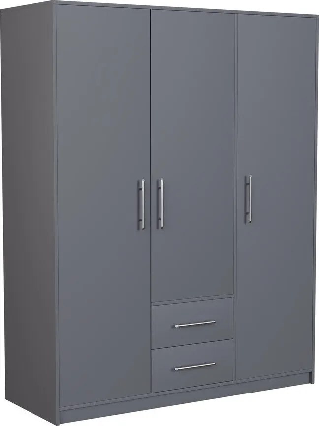 Kledingkast Cavmero 102, Antraciet, 190x150x56cm, 117 kg, Kledingkast deuren: Met scharnieren, Aantal planken: 4, Aantal planken: 4