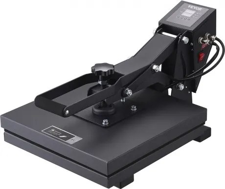 VEVOR Transferpers 38x38 cm Textielpers Hittepers Overhemdenpers 1200 W, voor T-shirts, kussens, tassen, telefoonhoesjes, Verwarmde sponsmat, Tijd- en temperatuurregeling, PTFE-isolatiecoating, Zwart