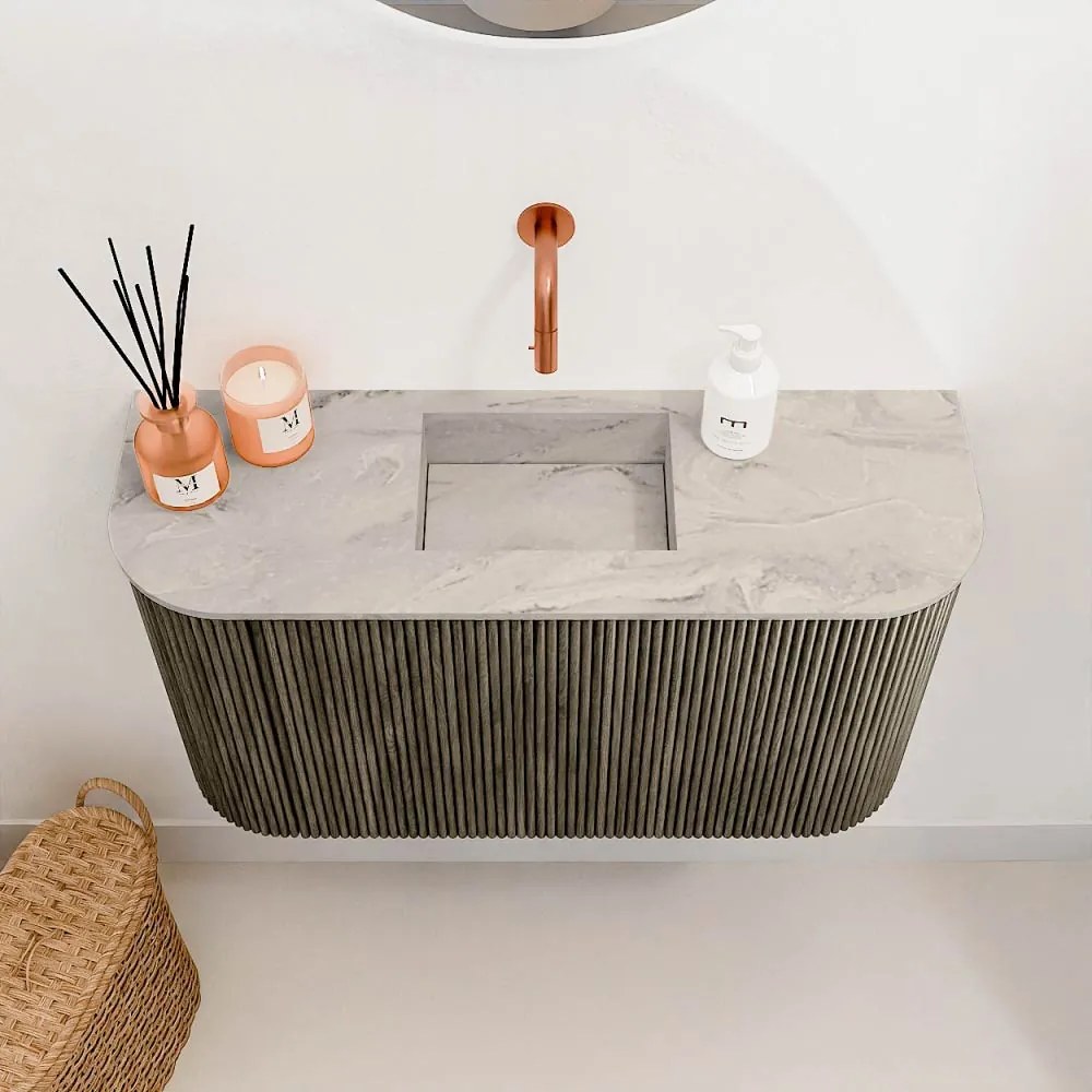 Mondiaz Joya DLux 75cm toiletmeubel ronding links/rechts shadow met wastafel faye midden zonder kraangat glace