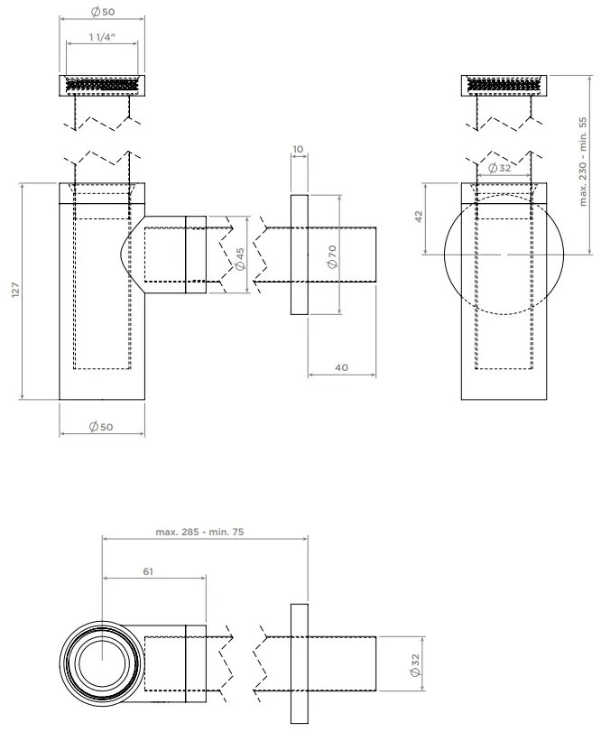 Clou InBe designsifon type 1 zwart mat