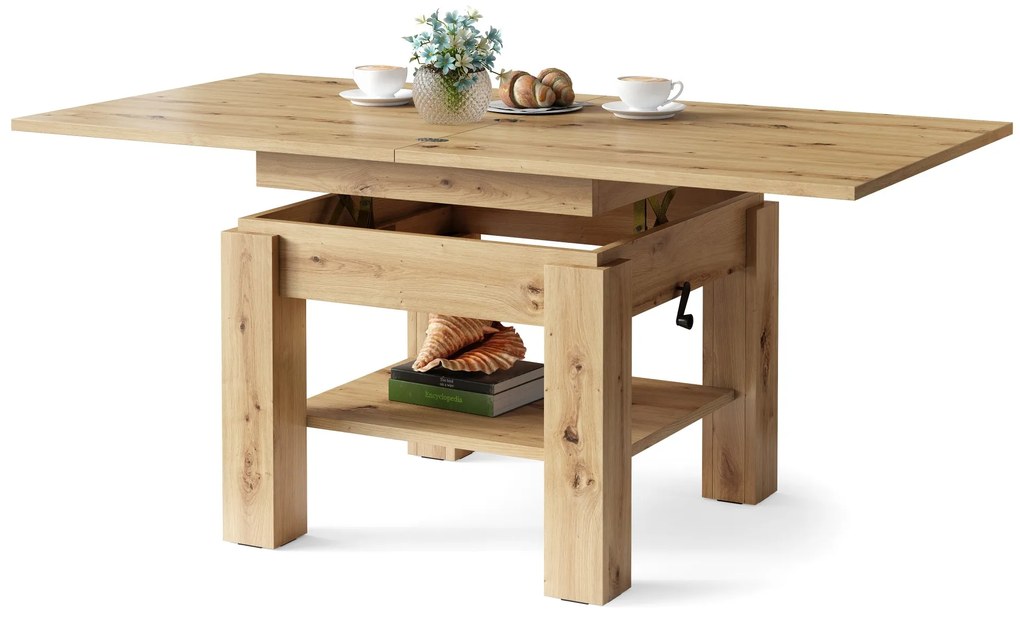 CLEO ARTISAN EIK, UITSCHUIFBARE SALONTAFEL