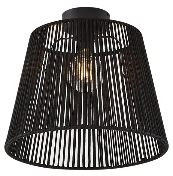 Buiten plafondlamp met zwart touw IP54 - JaylaJapandi E27 IP54 Buitenverlichting rond