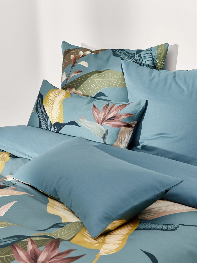 Katoensatijnen dekbedovertrek Flora