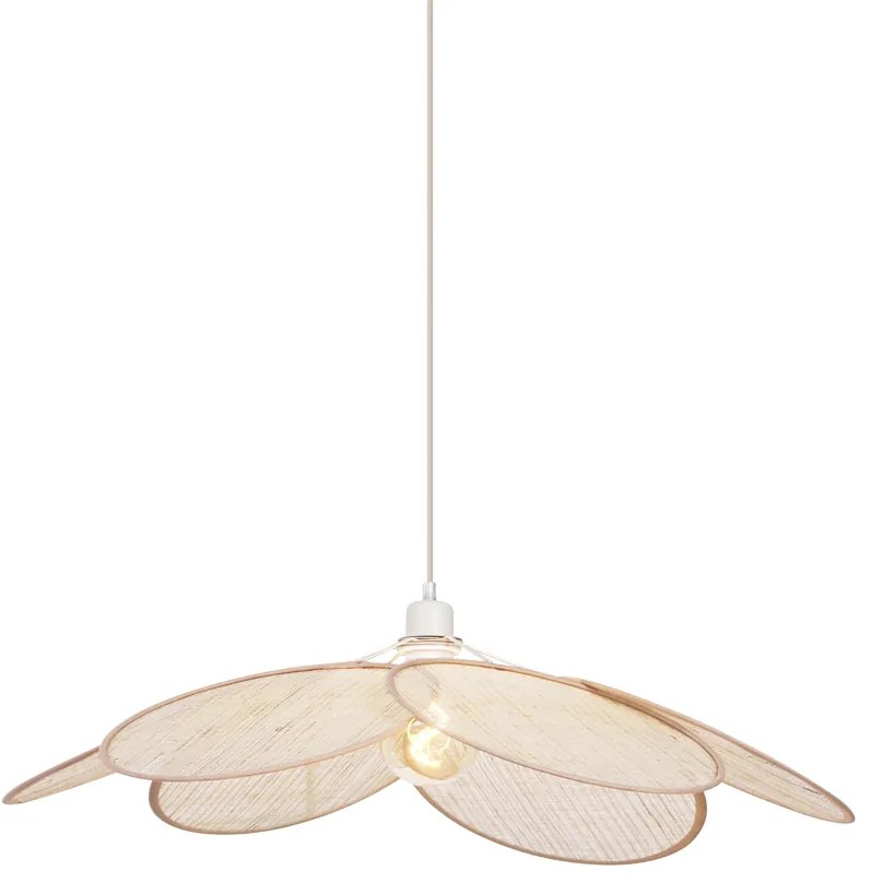 Japandi hanglamp crème met linnen kap - Aisha