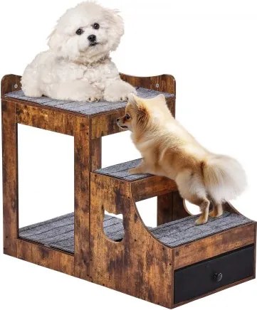 VEVOR Stapelbed voor huisdieren met verwijderbare trap, vensterbank voor honden/katten met opbergruimte, bed met meerdere niveaus, hondensofa, zitplatform voor huisdieren, 830 x 450 x 675 mm (bruin)