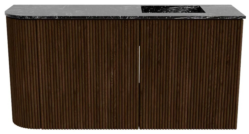 Mondiaz Joya DLux 80cm toiletmeubel ronding links walnut met wastafel faye rechts 1 kraangat lava