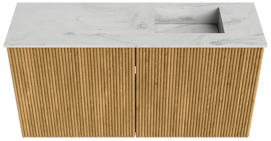 Mondiaz Joya DLux 80cm toiletmeubel oak met wastafel faye rechts zonder kraangat opalo