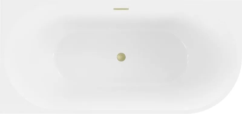 Mexen Mia vrijstaande hoekbadkuip links 160 x 75 cm, wit, overloop goud geborsteld - 52691607500L-55