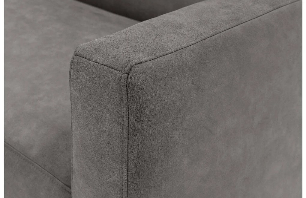 Goossens  Key West grijs, micro leer, 3-zits, modern design met ligelement links