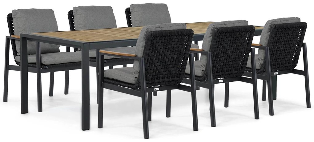 Tuinset 6 personen 240 cm Aluminium/rope Grijs Coco Ralph/Valence