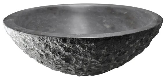 BRAUER Hamerslag Waskom opbouw - 42x42x15cm - zonder overloop - rond - natuursteen basalt WK-ML42ROHAN